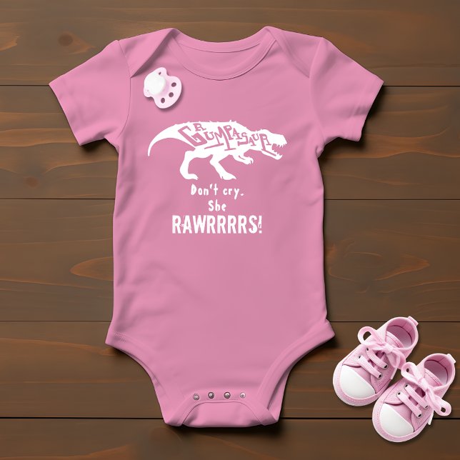 Dinosaur Grumpasaur Rawr Funny Typography Baby Bodysuit (Creator Uploaded)