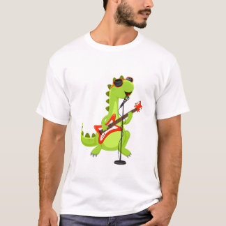 Dinosaur Guitar Player Xmas Funny day T-Shirt