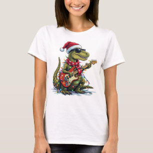 Dinosaur Guitar Player Xmas T-Shirt