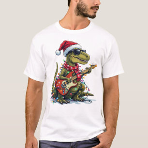 Dinosaur Guitar Player Xmas T-Shirt