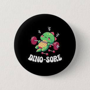 Dinosaur Gym Fitness Lifting Weights Workout Cute  6 Cm Round Badge