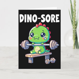 Dinosaur Gym Workout Fitness Lifting Weights Cute Card