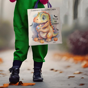 Dinosaur Halloween Candy Trick or Treat Tote Bag