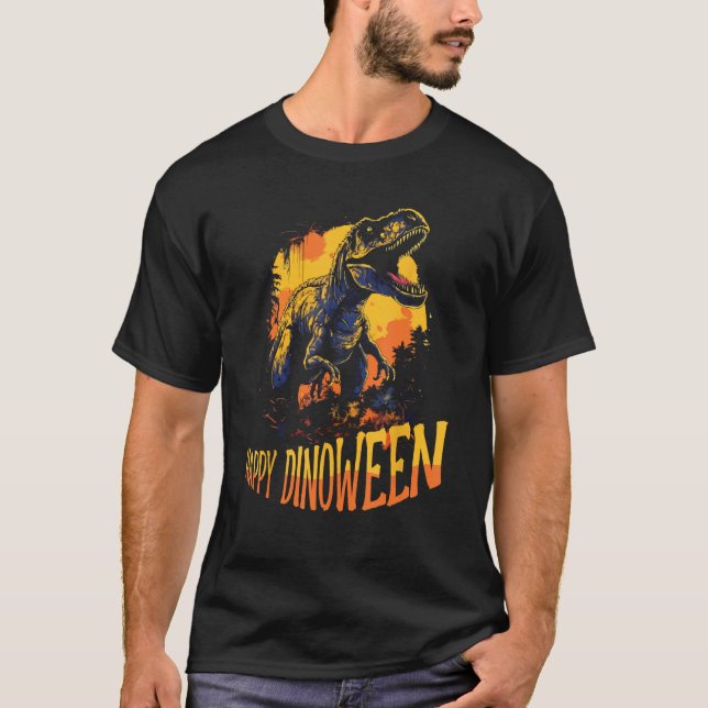 Dinosaur Halloween Costume Dino Halloween Pumpkin  T-Shirt (Front)