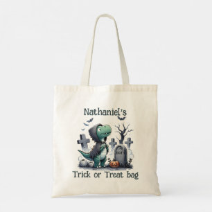 Dinosaur Halloween Trick or Treat Tote Bag