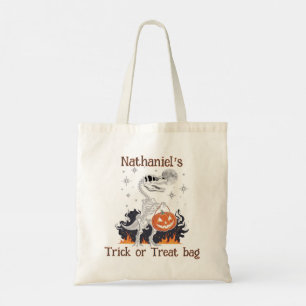Dinosaur Halloween Trick or Treat Tote Bag