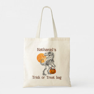 Dinosaur Halloween Trick or Treat Tote Bag