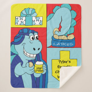 Dinosaur Hanukkah Sherpa Blanket/Medium Blanket