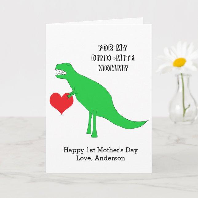 Dinosaur Happy 1st Mother's Day From Child Card (Small Plant)