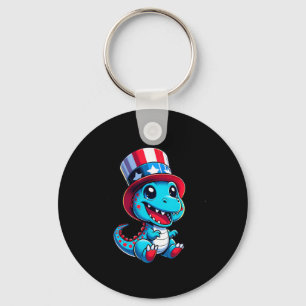 Dinosaur Happy 4th Of July Independence Day Men Wo Key Ring