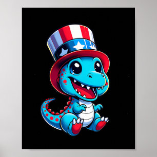 Dinosaur Happy 4th Of July Independence Day Men Wo Poster