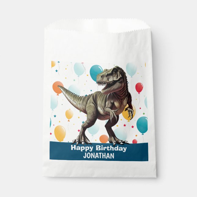 Dinosaur  Happy Birthday Blue  Favour Bag (Front)