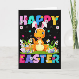 Dinosaur Happy Easter Egg Hunt Bunny Ear Dinosaur Card