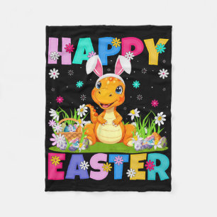 Dinosaur Happy Easter Egg Hunt Bunny Ear Dinosaur Fleece Blanket