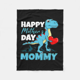 Dinosaur Happy Mothers Day Mummy T-Rex Heart Fleece Blanket