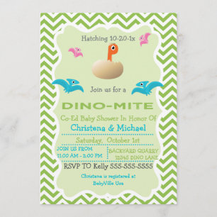 Dinosaur Hatching Baby Shower Invitation