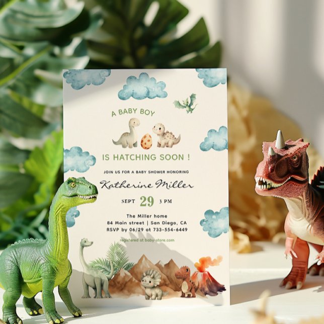 Dinosaur Hatching Soon Baby Shower Invitation (Creator Uploaded)