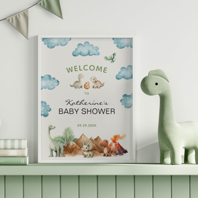 Dinosaur Hatching Soon Baby Shower Welcome Poster (Creator Uploaded)