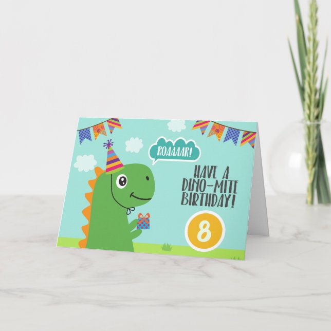 Dinosaur "have a dino-mite birthday" card (Front)