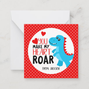 Dinosaur Heart Roar Kids Valentine's Day Card