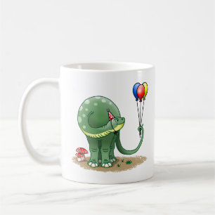 Dinosaur holding Balloons Birthday Coffee Mug