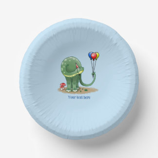Dinosaur holding Colourful Balloons Paper Plate