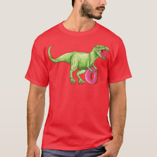 Dinosaur Holding Donut Funny Donut T-Shirt