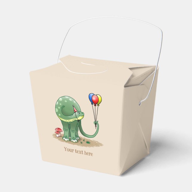 Dinosaur Holding Three Balloons Favour Box (Front Side)