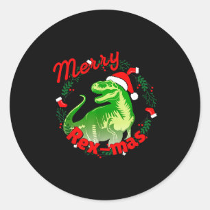 Dinosaur Holiday Merry Christmas Juric Tyrannosaur Classic Round Sticker