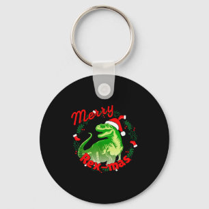Dinosaur Holiday Merry Christmas Juric Tyrannosaur Key Ring