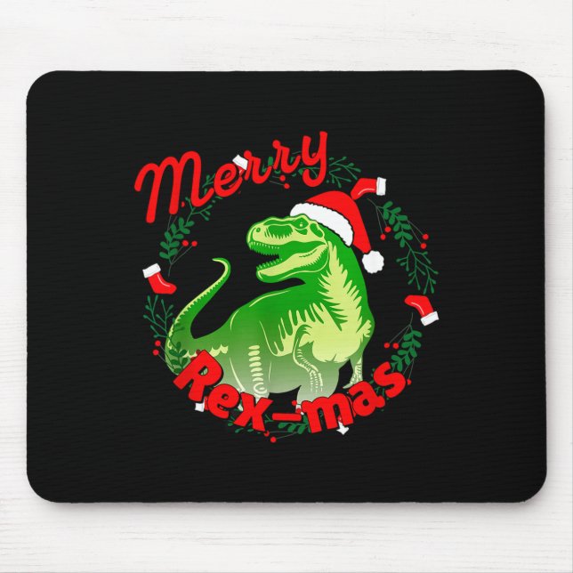 Dinosaur Holiday Merry Christmas Juric Tyrannosaur Mouse Pad (Front)