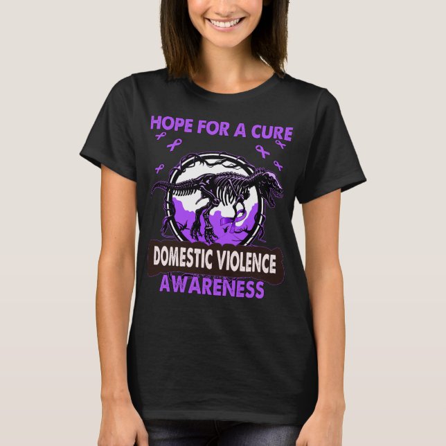 Dinosaur Hope For A Cure DOMESTIC VIOLENCE  T-Shirt (Front)