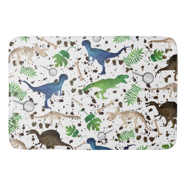 Dinosaur Hunt! Dinosaurs on Safari Boys Kids Bath Mat (Front)