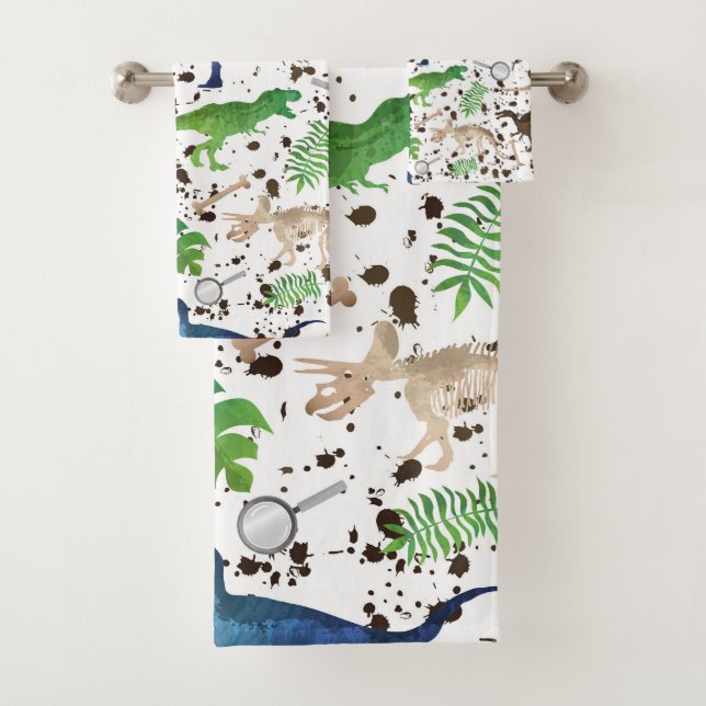 Dinosaur Hunt! Dinosaurs on Safari Boys Kids Bath Towel Set (Insitu)