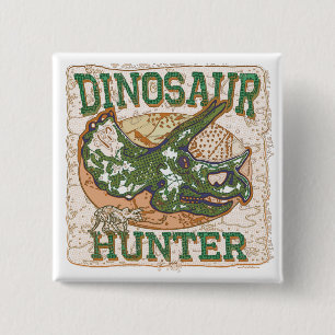 Dinosaur Hunter Triceratops 15 Cm Square Badge