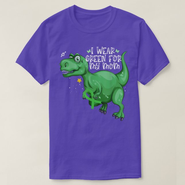 Dinosaur I Wear Green For My Mum Mental Health Awa T-Shirt (Design Front)