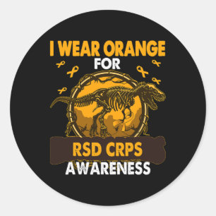 Dinosaur I Wear Orange For Rsd Crps Awareness Classic Round Sticker