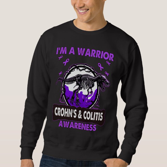 Dinosaur I'm A Warrior CROHN'S & COLITIS Awareness Sweatshirt (Front)