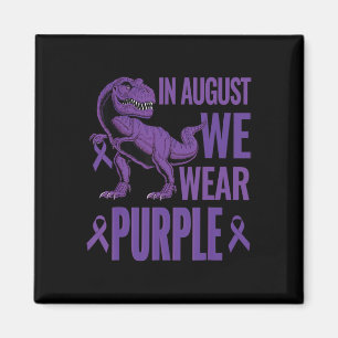 Dinosaur In August we wear purple Rainbow Overdose Magnet