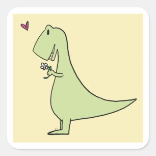 Dinosaur in love square sticker