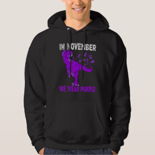 Dinosaur In November We Wear Purple Epilepsy Aware Hoodie