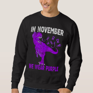 Dinosaur In November We Wear Purple Epilepsy Aware Sweatshirt