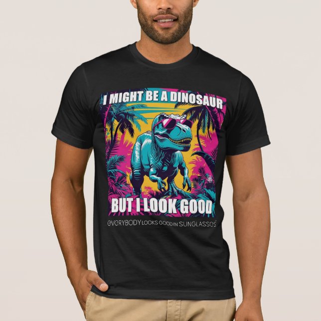 Dinosaur in Shades Funny Tee – Prehistoric Meme (Front)