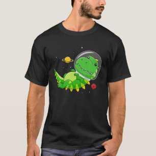 Dinosaur In Space Planets Green Dino T Rex Mamasau T-Shirt