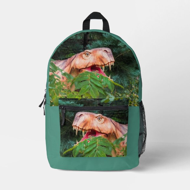 Dinosaur in the forest.  printed backpack (Front)