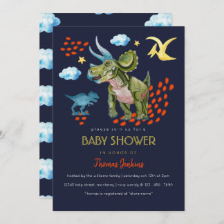 Dinosaur in watercolor Baby Shower invite. Invitation