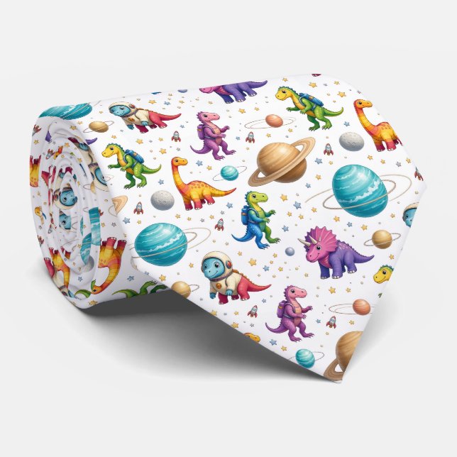 Dinosaur Intergalactic Planets Solar System Tie (Rolled)