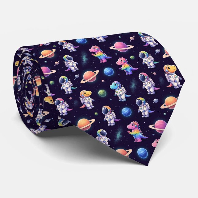 Dinosaur Intergalactic Planets Solar System Tie (Rolled)