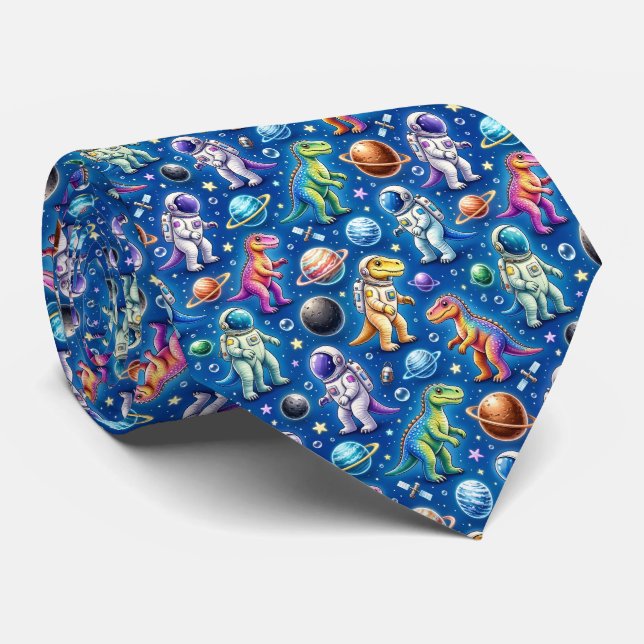Dinosaur Intergalactic Planets Solar System Tie (Rolled)