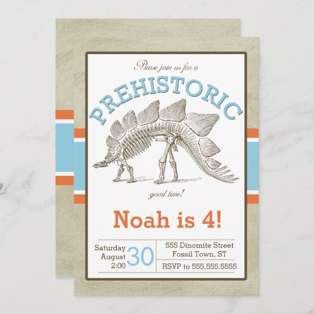 Dinosaur Invitation Dino Invite (Front/Back)